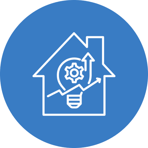 Smart home technology icon on blue background.